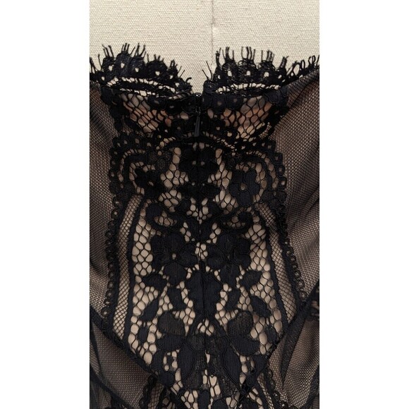 ALEXIS Lace Overlay Nude Lined 3/4 Sleeve Elastic Waist‎ Romper XS - Picture 6 of 8